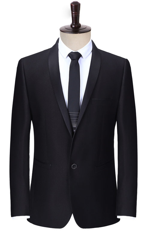 藏青色一粒扣青果領(lǐng)商務(wù)西裝定制款式圖