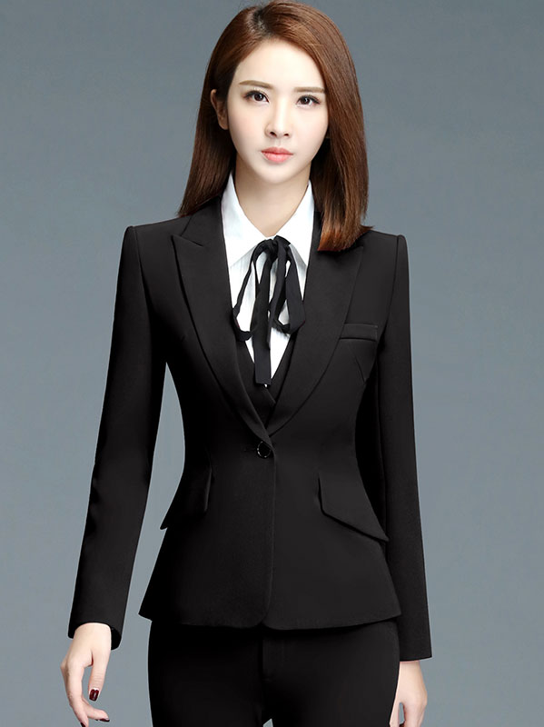 黑色女職業套裝定做款式模板圖片二