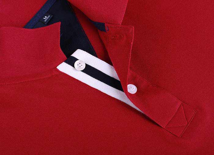 男女款純色絲光棉短袖翻領T恤衫定制衣領款式細節圖